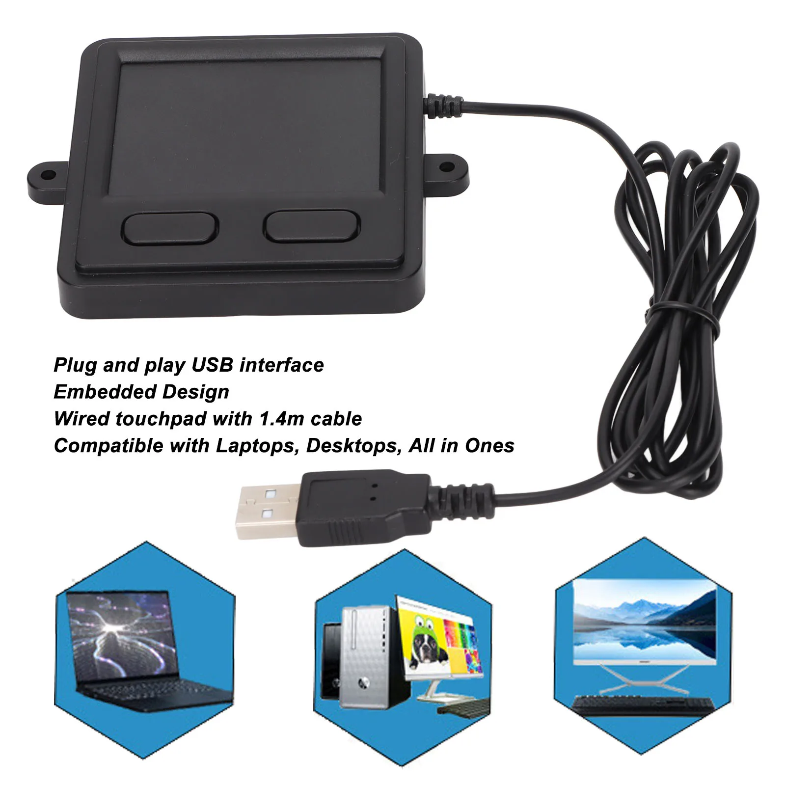 USB Wired Trackpad Touchpad Compact 2-Button Portable for Laptops Desktops - Image 3