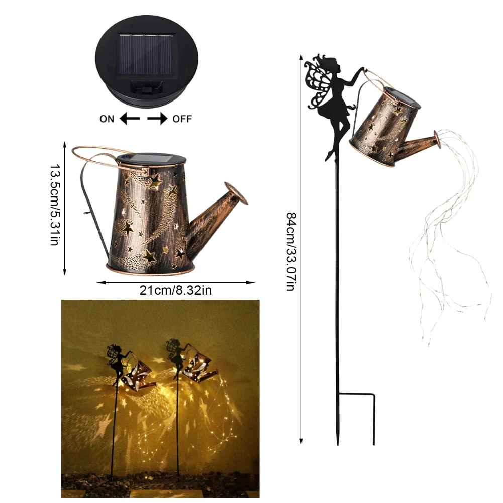Vintage Solar Fairy Kettle Light – Garden Watering Can Lawn Decoration - Image 7