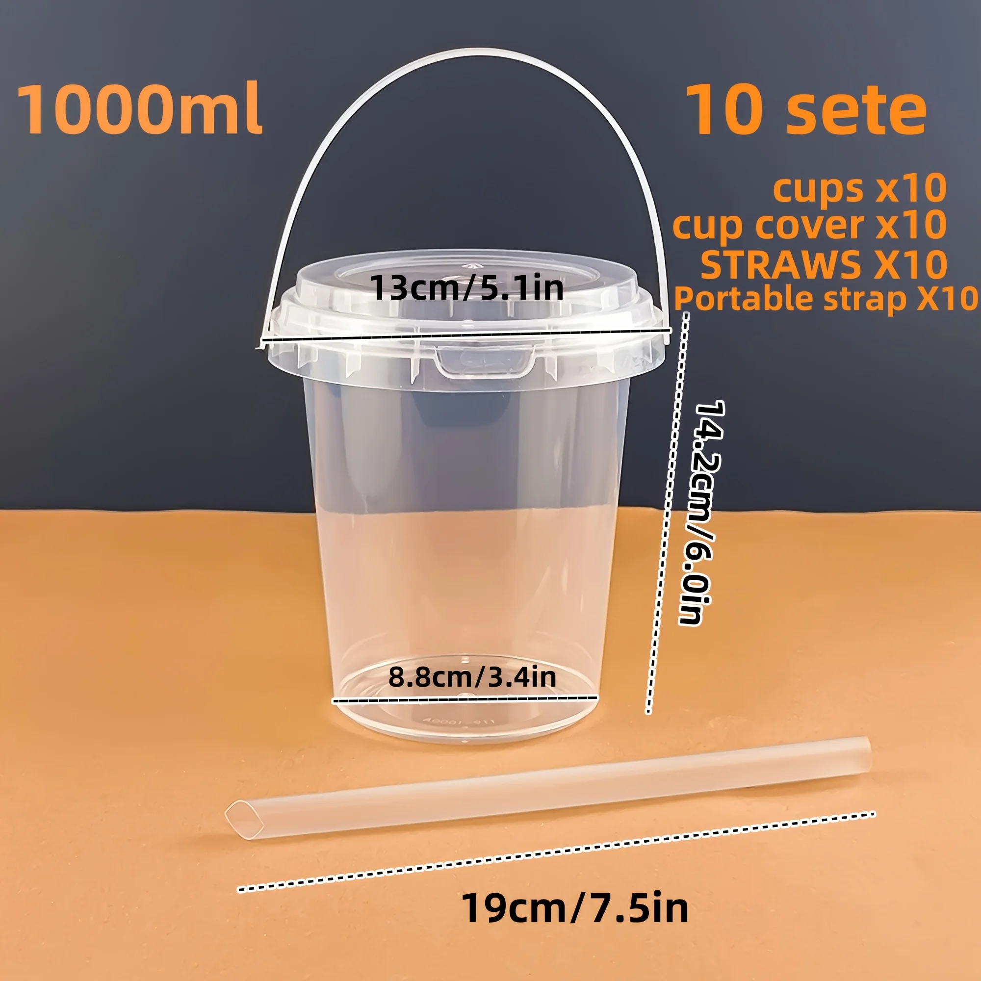 10pcs Large 33.81oz BPA-Free Plastic Cups with Lids & Straws – Reusable Tumblers - Image 4