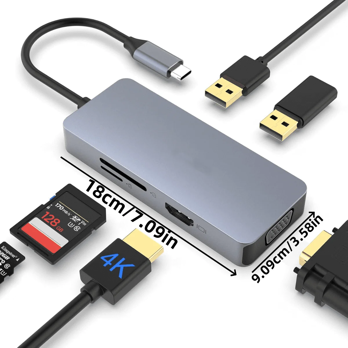 6-in-1 USB C Hub, Docking Station with 4K HDMI Port, Type C Hub Adapter - Image 3