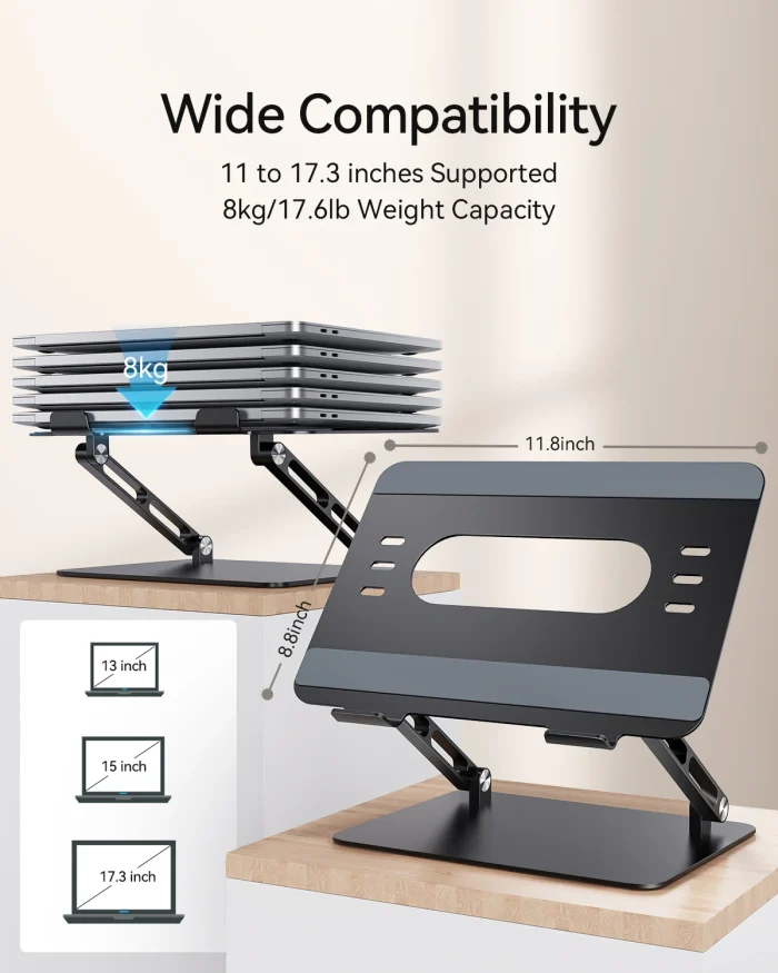 Adjustable Aluminum Laptop Stand – Ergonomic Desk Riser for 10–17″ Laptops - Image 6