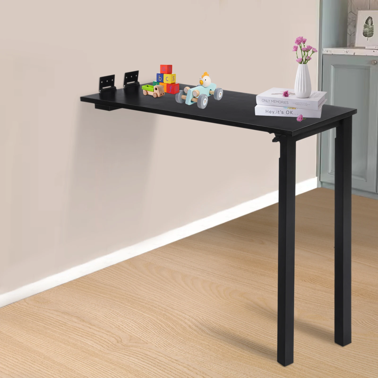 Wall-Mounted Folding Dining Table – Space-Saving 75x40cm Floating Desk
