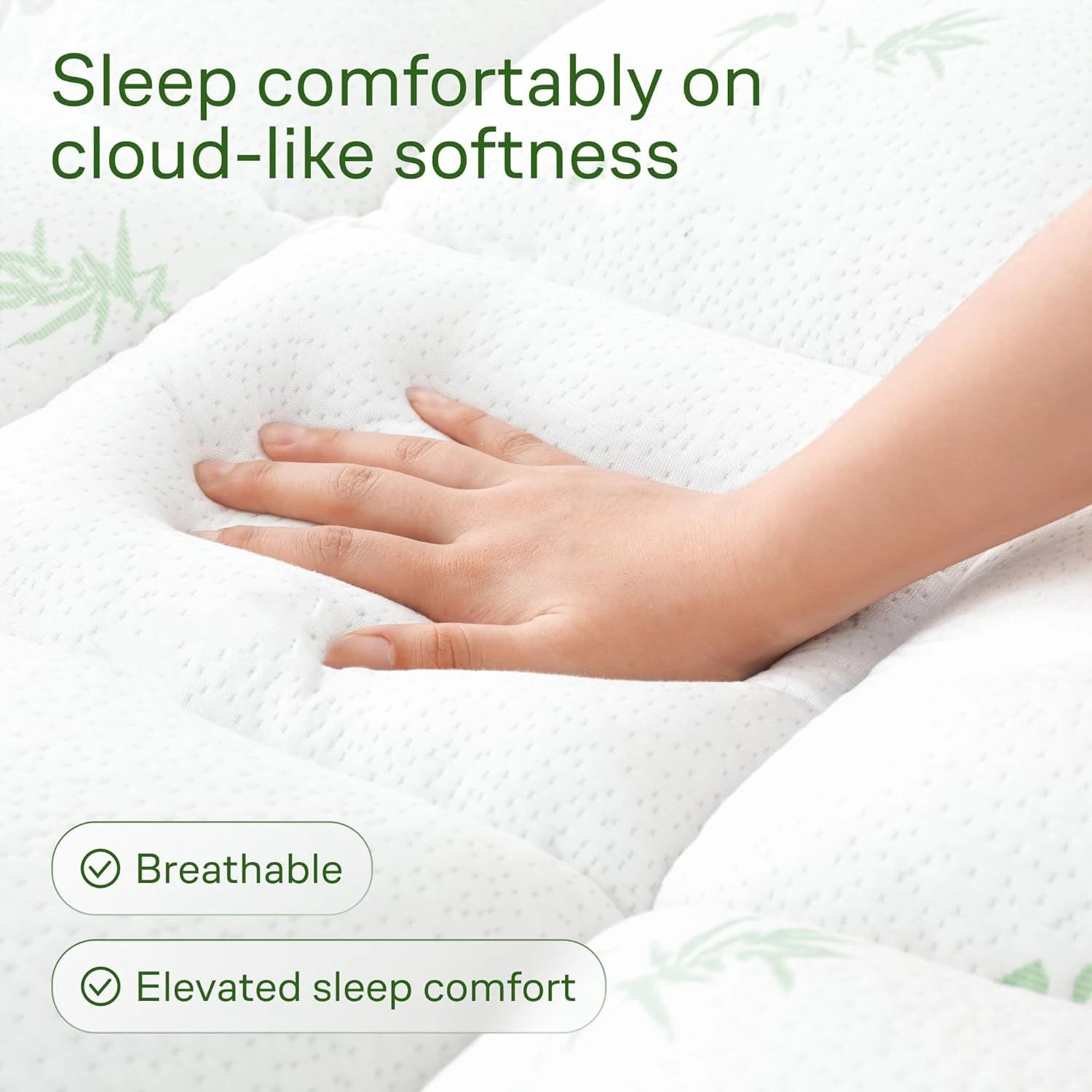 Ultra Soft Aloe Vera Mattress Topper Pillow Top Quilted Fitted Cover with Deep Pocket - Image 3
