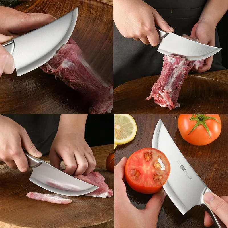 Hand‑Forged Boning & Cleaver Knife – Full‑Tang with Leather Sheath, Ergonomic Grip - Image 4