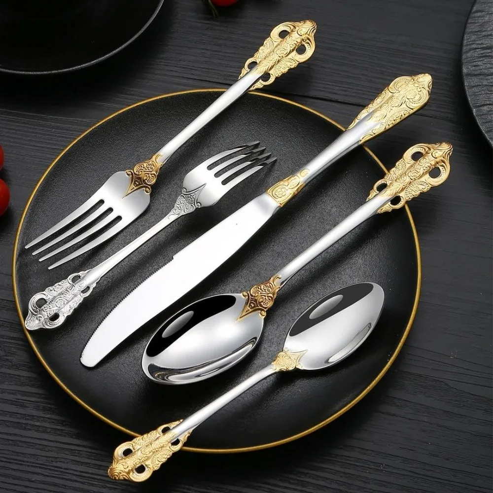 Luxury 30‑Piece Royal 304 Stainless Steel Flatware Set – Modern Silverware