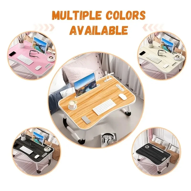 NEW 40x60cm portable folding table laptop table for office and home use with USB light, small fan, cup holder, tablet slot - Image 5