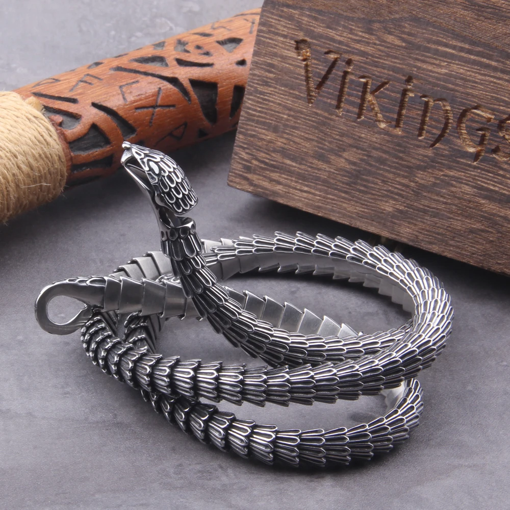 Viking Snake Stainless Steel Necklace – Punk Hip-Hop Street Jewelry