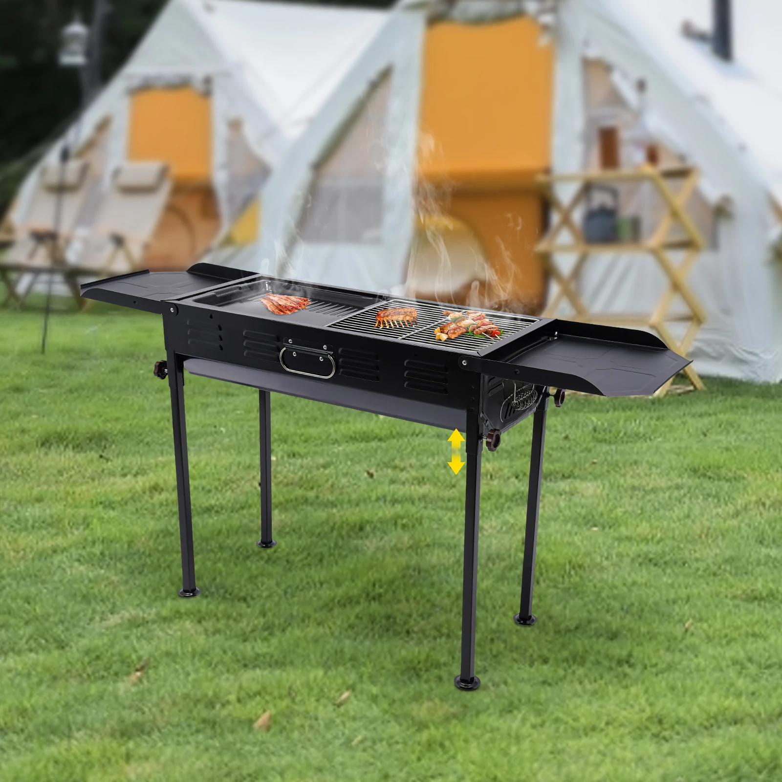 Portable Stainless Steel Collapsible Charcoal Grill – Outdoor Picnic BBQ