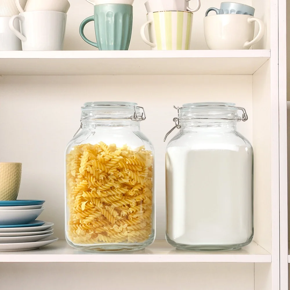 2-Pack Airtight Wide Mouth Glass Jars 106oz – Food Storage Containers for Flour, Sugar, Cereal - Image 3