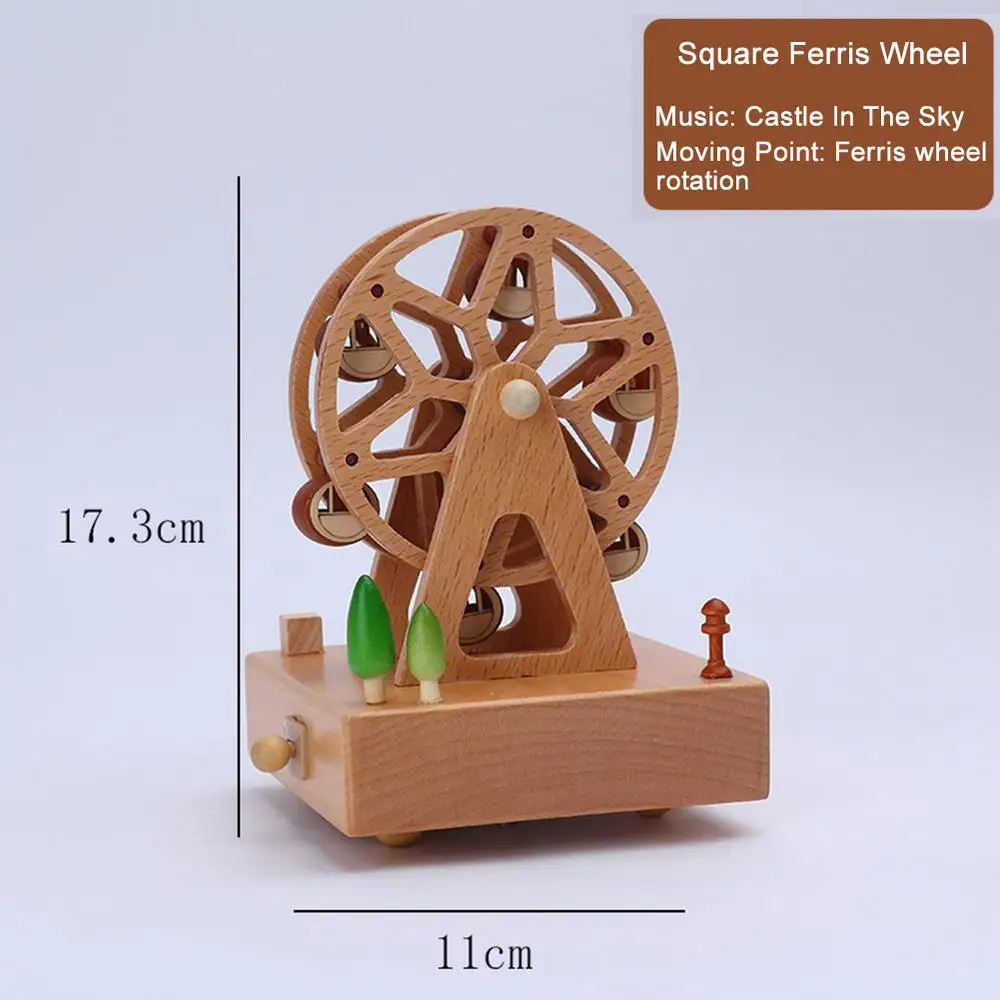 Wind Up Musical Box Retro Wooden Music Box New Year Xmas Birthday Gift Vintage Carousel Ferris Wheel Home Decoration Accessories - Image 7
