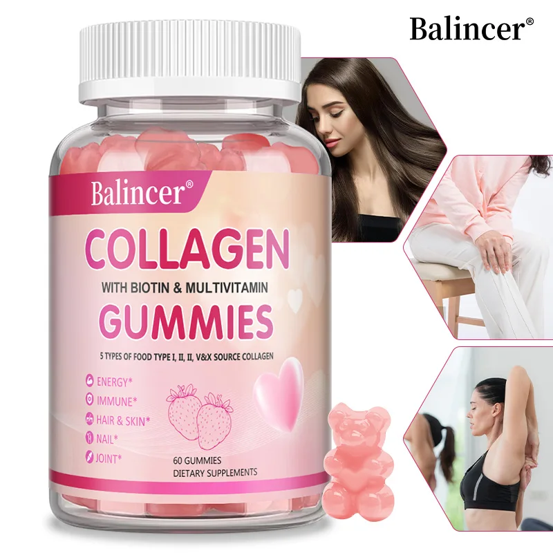 Collagen Gummies - Types I, II, III, V & X for Hair, Skin, Joints & Immunity