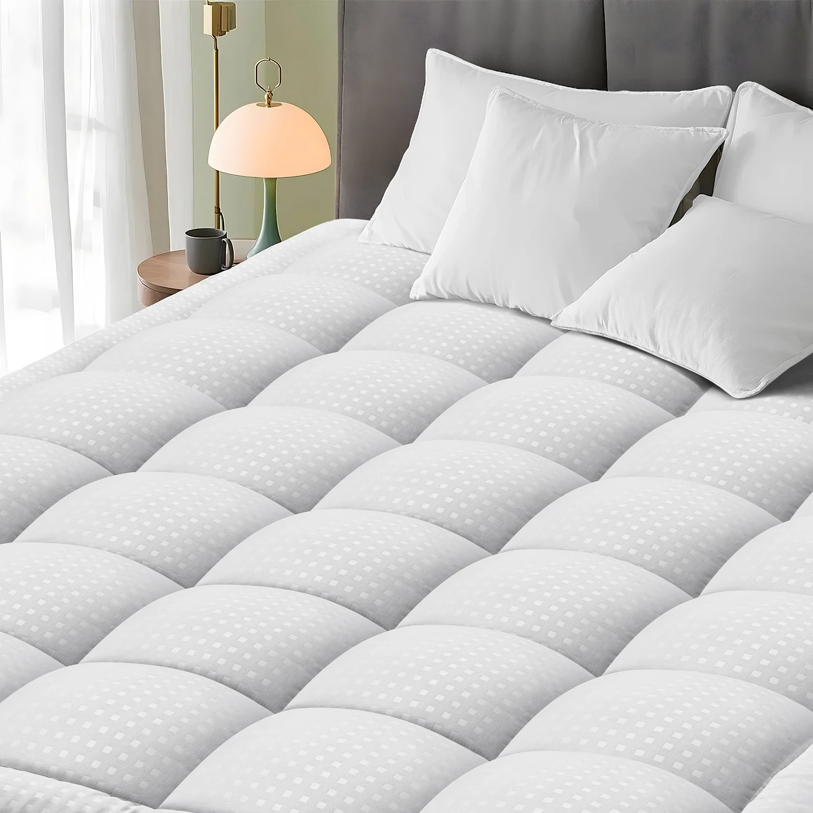 Quilted Fitted Mattress Pad Protector, Cooling Pillow Top, Breathable & Soft Mattress Cover - Image 7