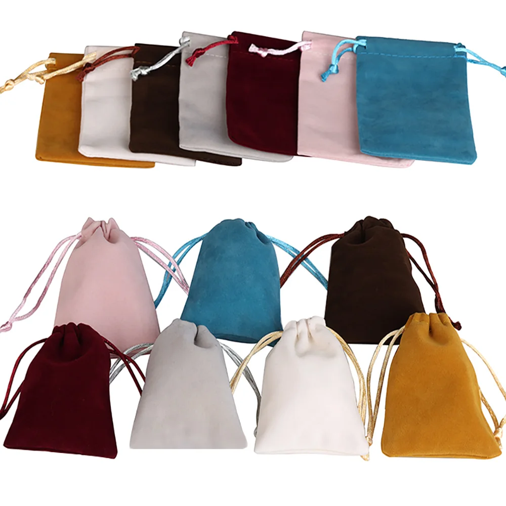 25pcs Small Velvet Jewelry Bags – Multi-Color Plush Drawstring Pouches for Wedding Packaging