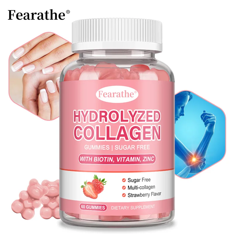 Sugar Free Hydrolyzed Collagen Gummies for Women, with Biotin Vitamin C D B12, for Immune Digestion Skin Hair Nails Energy Joint