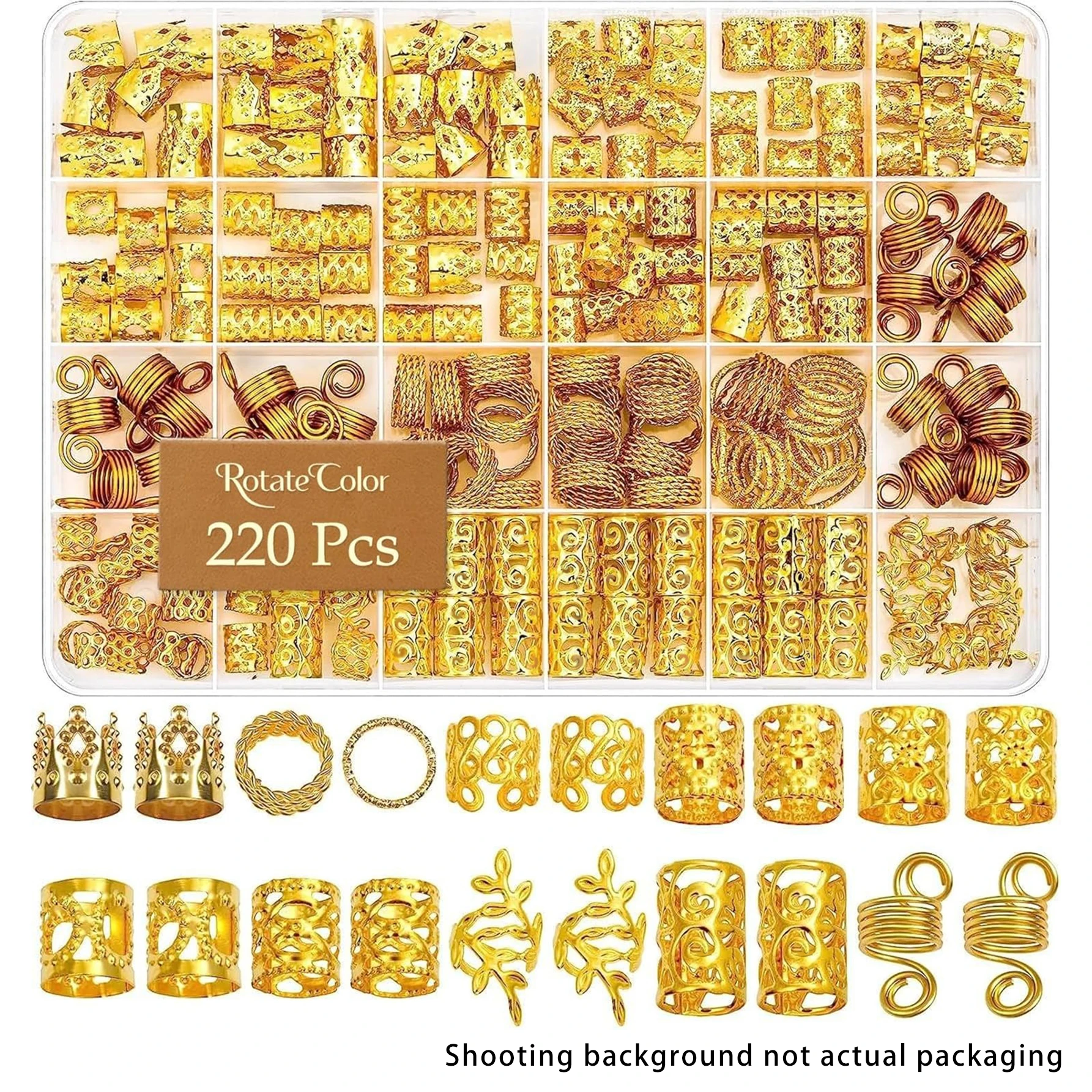 220pcs Adjustable Dreadlock Hair Rings & Cuffs – Braids Beads Clips Hair Accessories