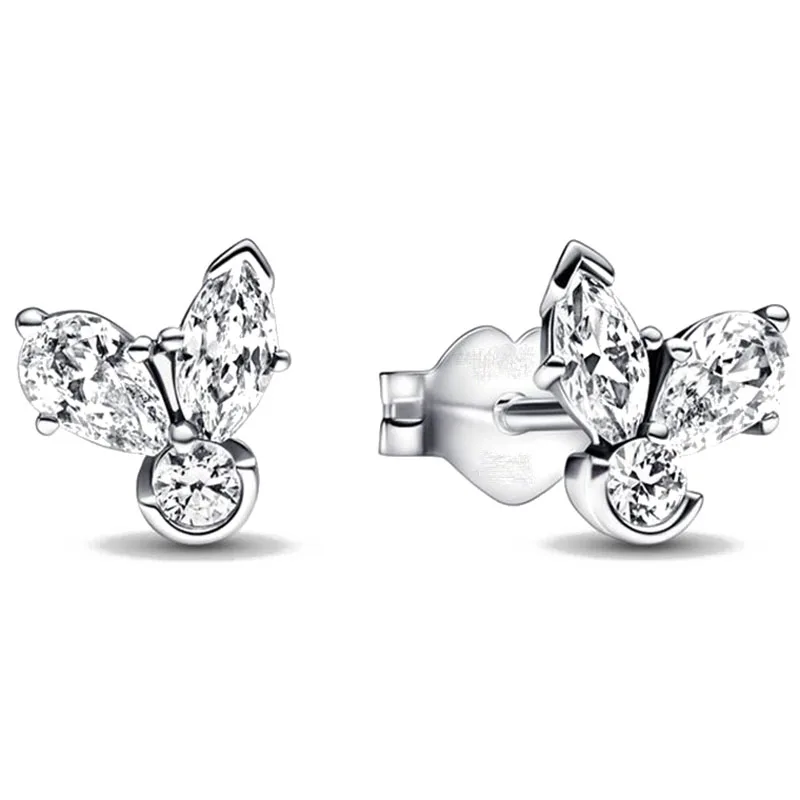 Double Hoop Sun & Moon Earrings – 925 Silver-Plated Butterfly Heart Studs - Image 19