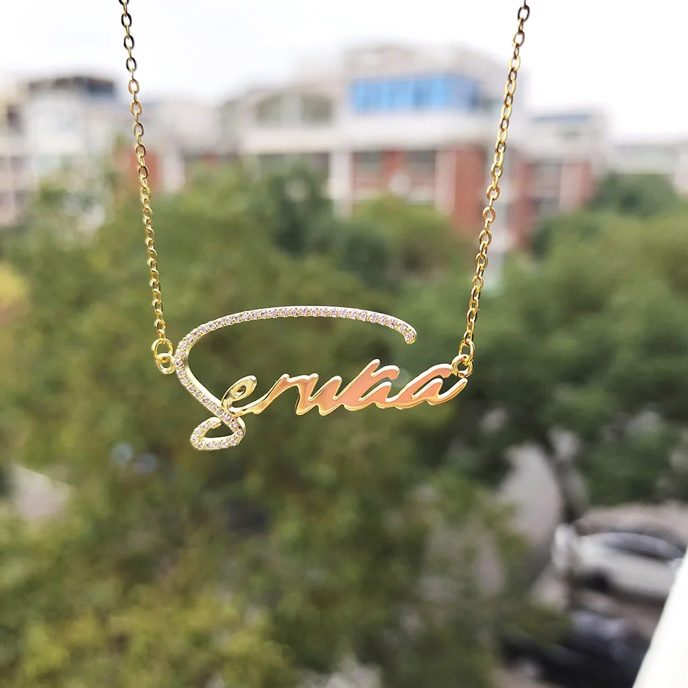 Custom Sterling Silver Crystal Name Necklace – Personalized Jewelry Gift