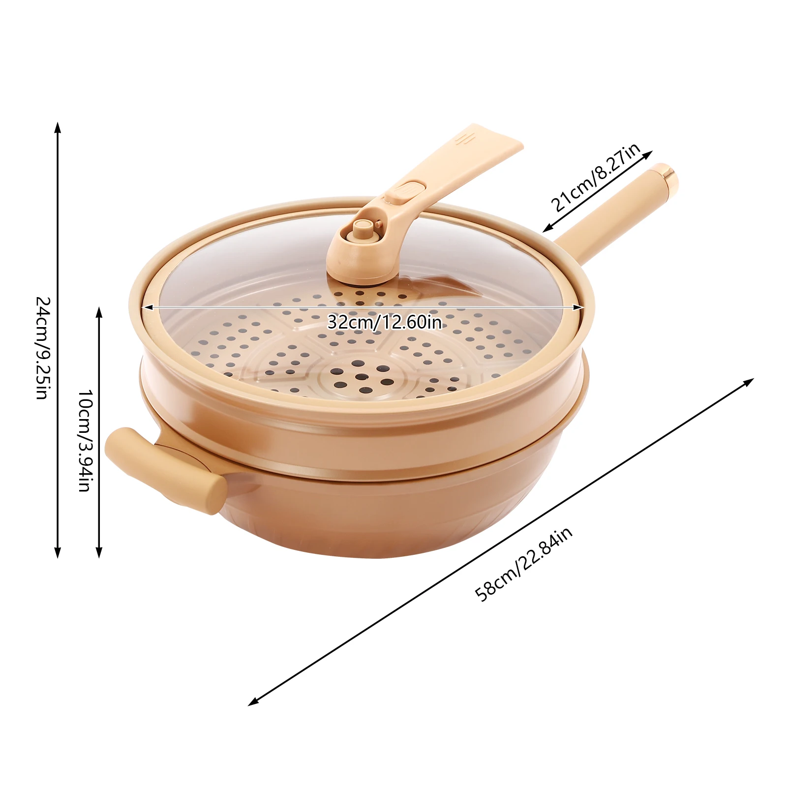 32cm Multifunctional Non-Stick Micro Pressure Cooker with Steamer Basket – Clay Pot for Home