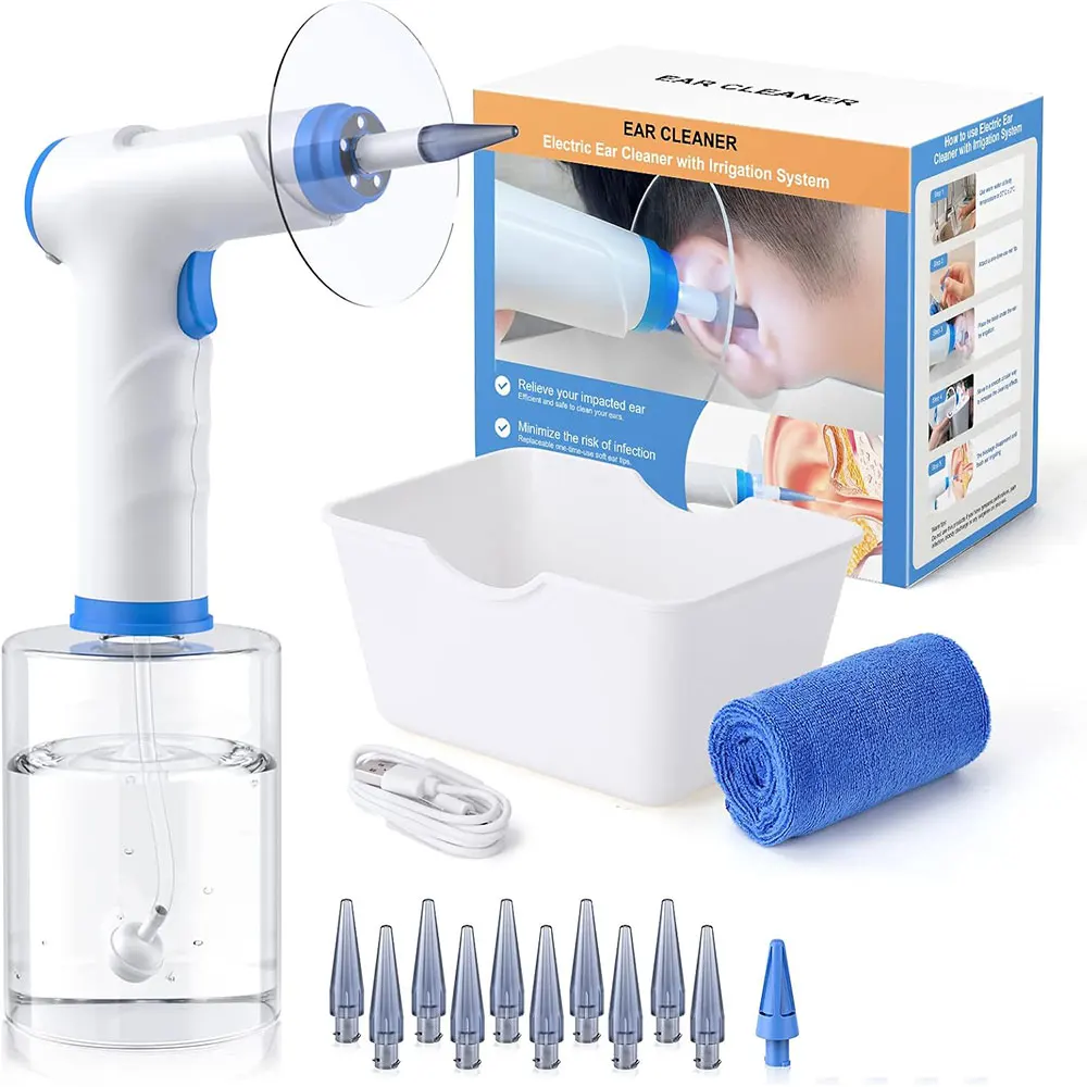 Electric Ear Wax Removal Kit – 4 Pressure Modes with LED Light, Safe & Effective Flush