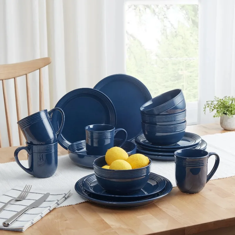 16-Piece Earthenware Tableware Set - Multiple Colors, Easy to Clean, Home Use - Image 2