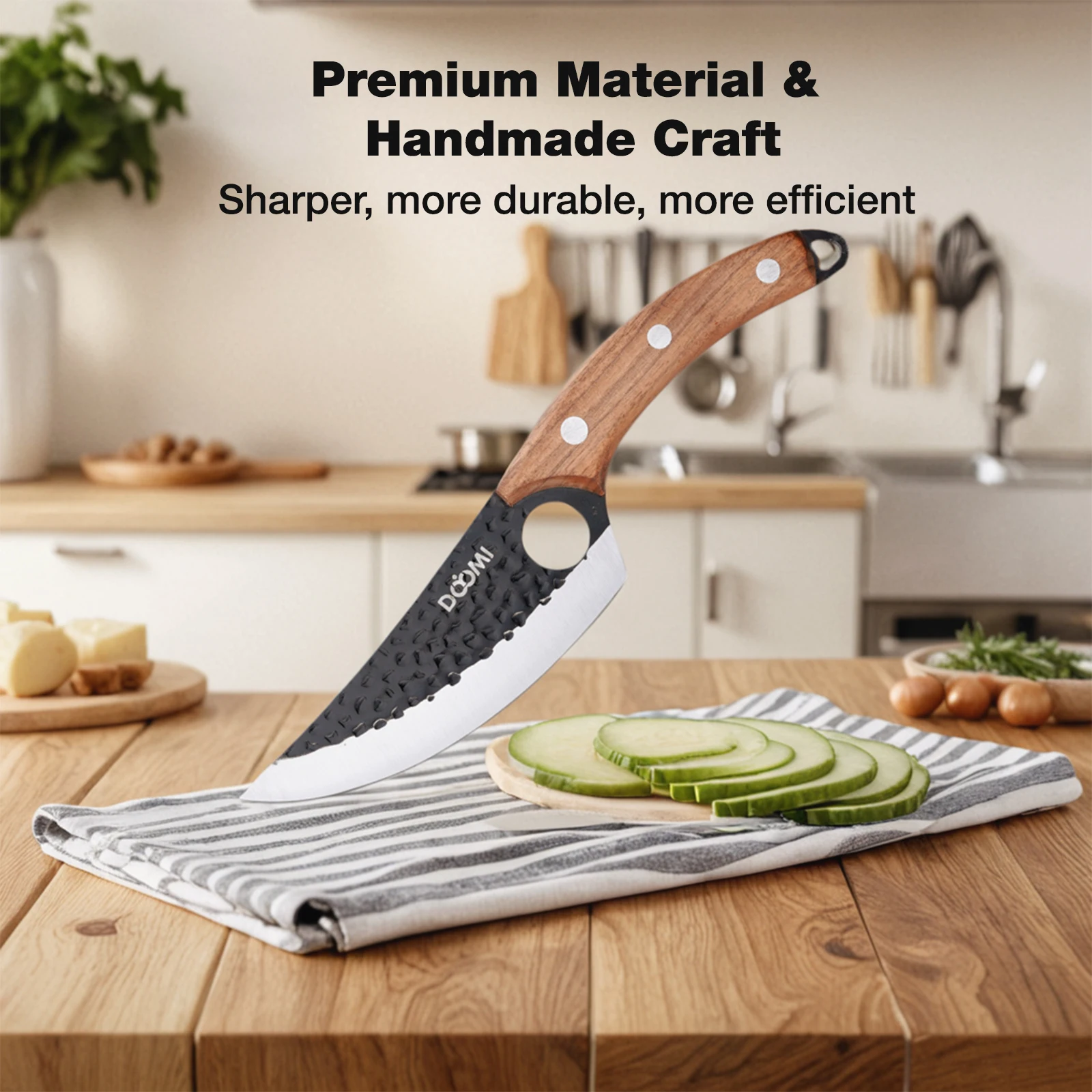 Viking Kitchen Knives Set – Hand Forged Butcher Cleaver with Sheath for Meat & Outdoor Cooking - Image 2