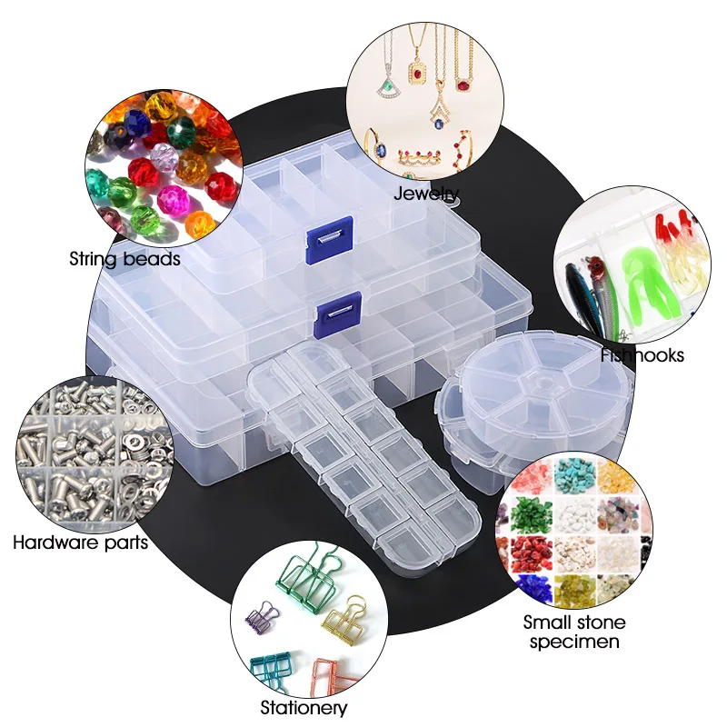 Jewelry Storage Box with Adjustable Compartments – Transparent Plastic Organizer for Beads & Small Parts - Image 6