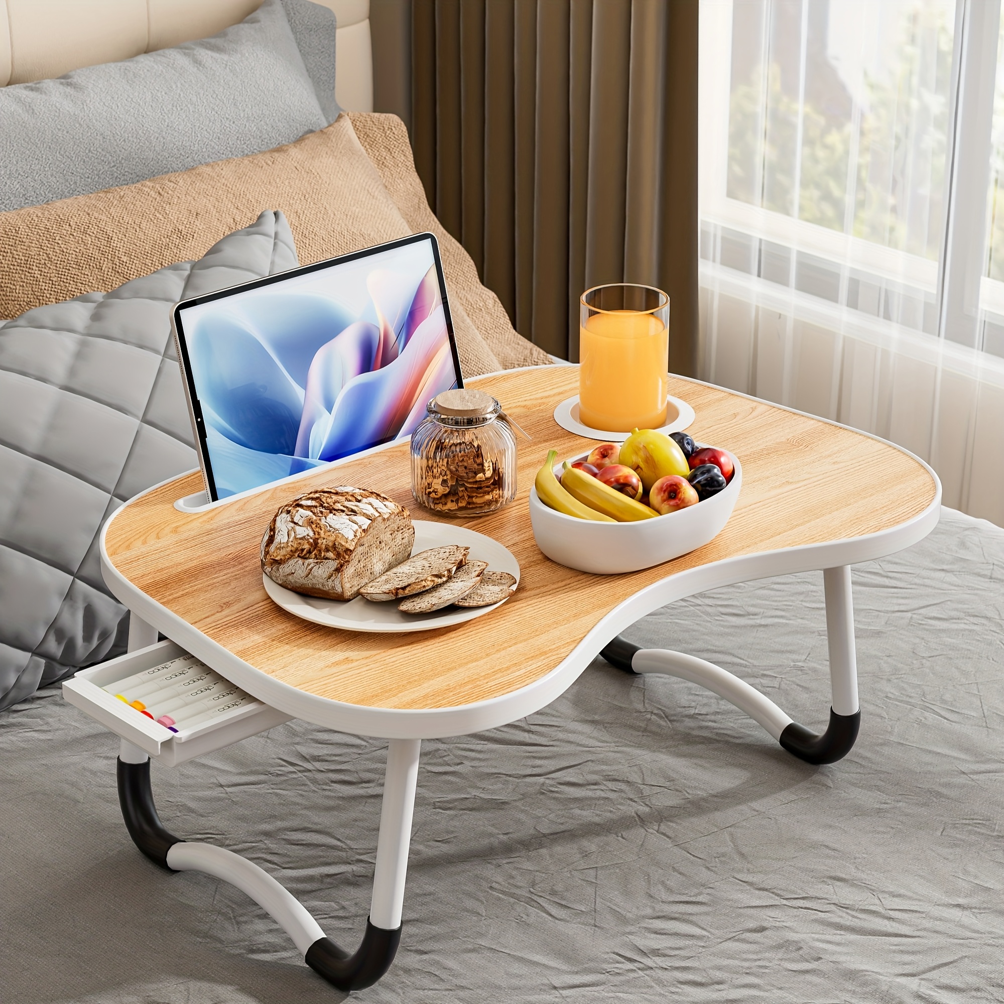 Portable Laptop Bed Table with Cup Holder, Drawer & Tablet Slot – Foldable and Durable - Image 7