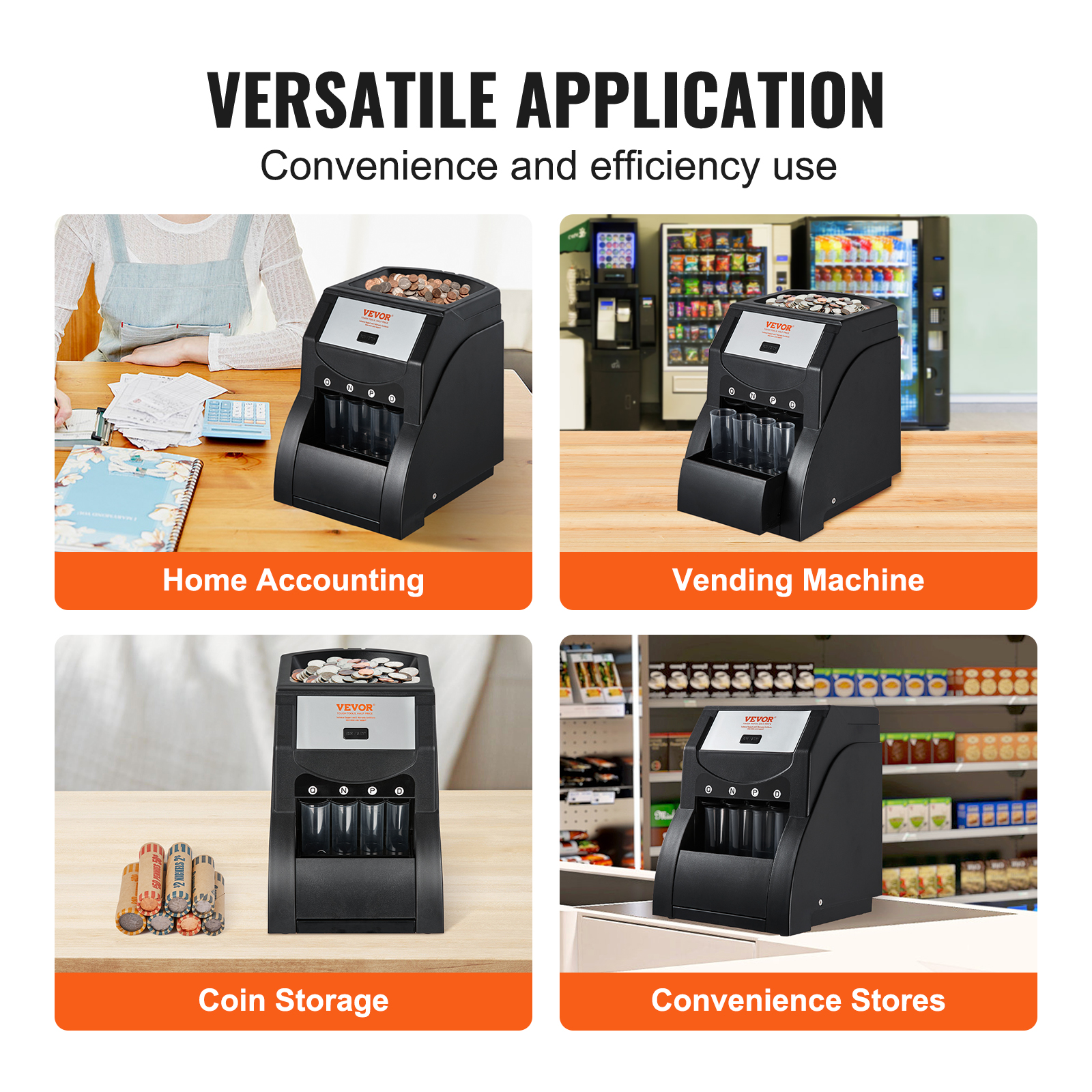USD Coin Sorter Machine – Sorts 230 Coins/Min, 4 Tubes, 200‑Coin Capacity - Image 4