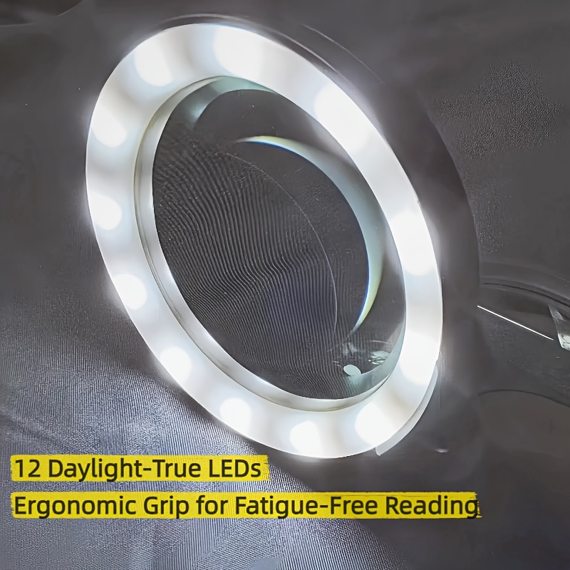 Glow in the Dark 10X Handheld Magnifying Glass with 12 LED Lights for Seniors - Image 8