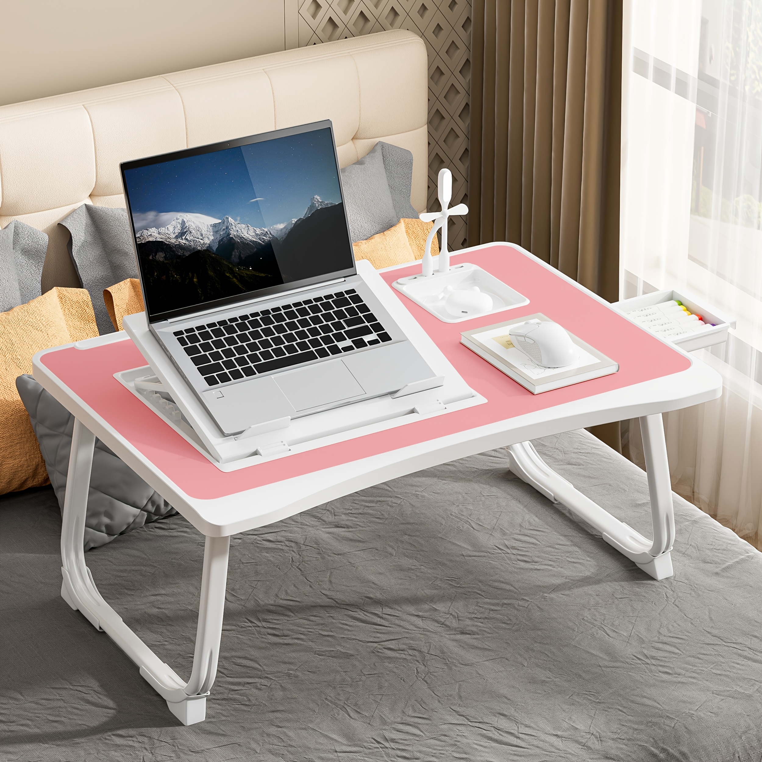 Portable Laptop Bed Table with Cup Holder, Drawer & Tablet Slot – Foldable and Durable - Image 16