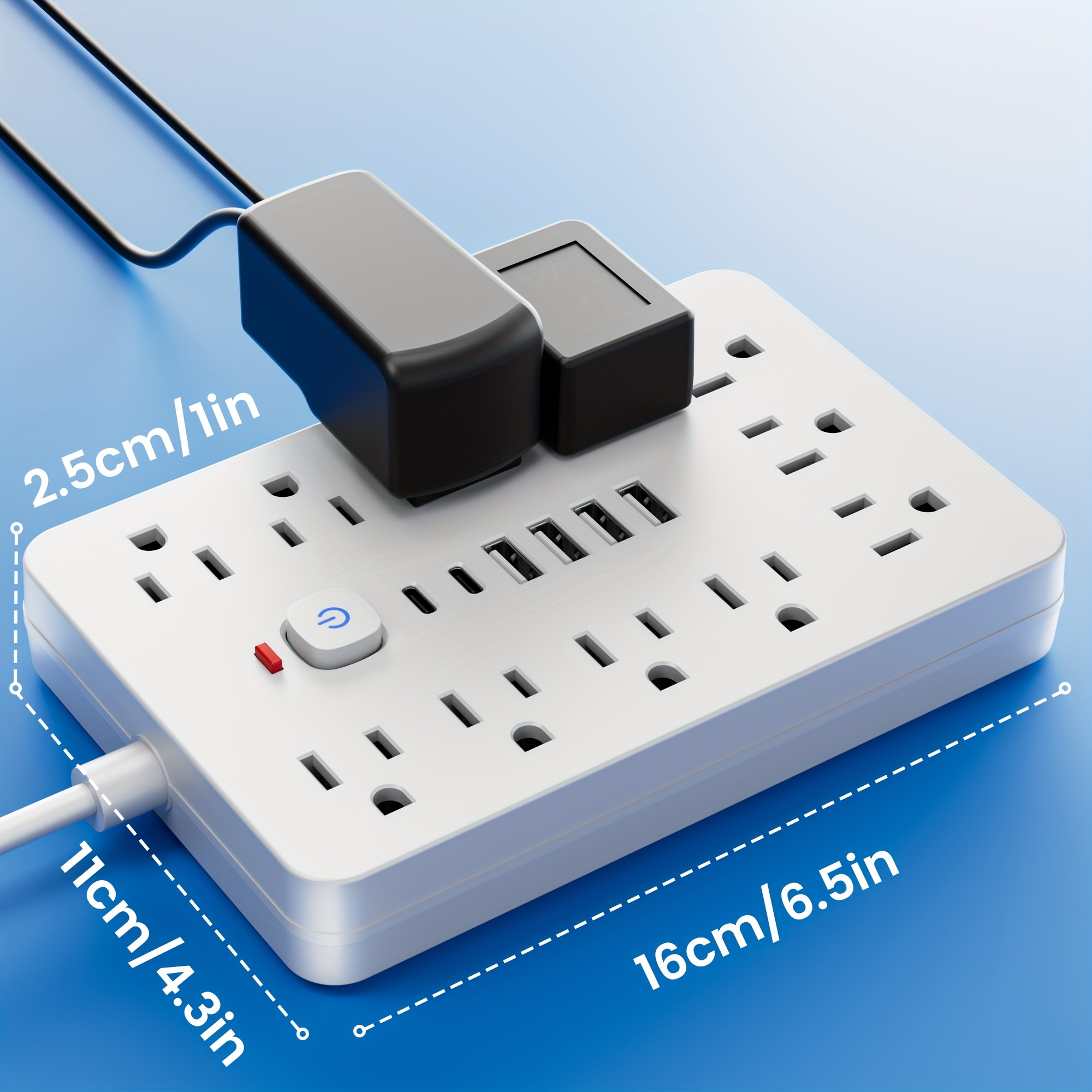 Surge Protector Power Strip with USB Ports & 6‑Outlet Extension Cord - Image 4