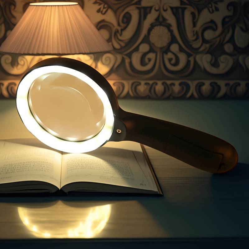 Glow in the Dark 10X Handheld Magnifying Glass with 12 LED Lights for Seniors - Image 3