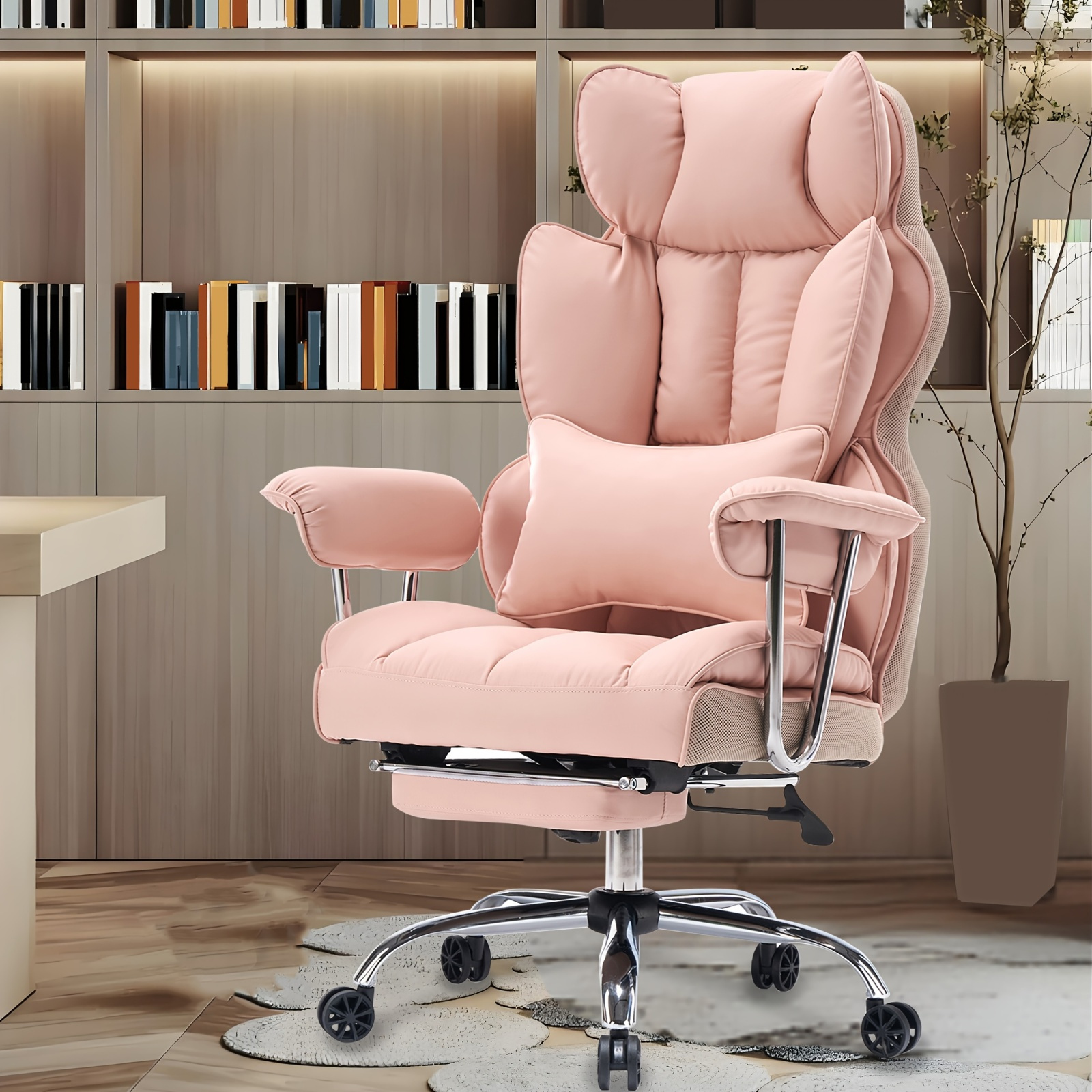 Big & Tall 400 lb PU Leather Executive Office Chair w/ Leg Rest & Lumbar Support